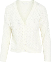 Cassis - Cardigan in opengewerkt tricot - Ecru