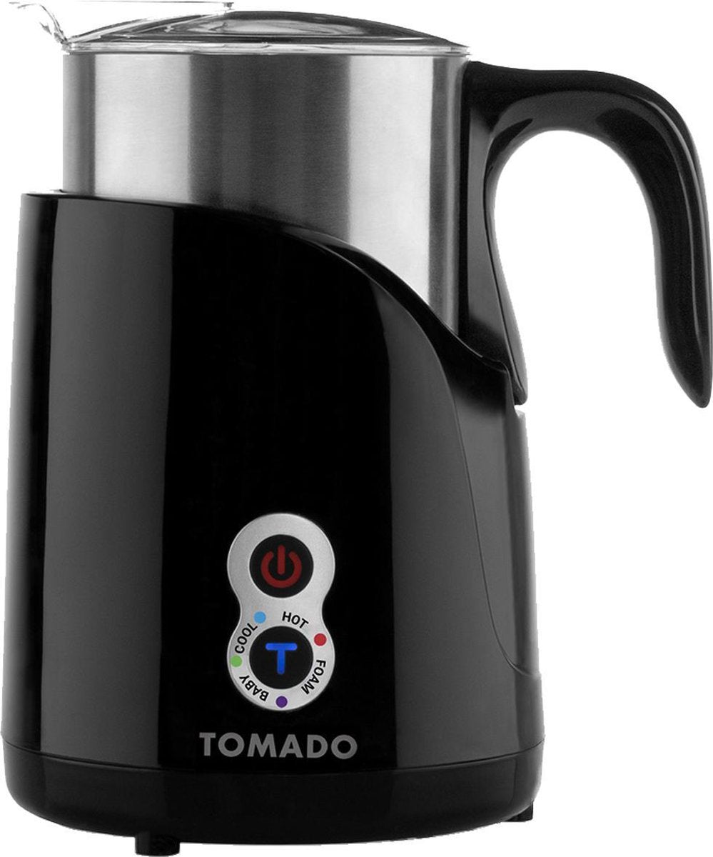 Tomado TMF1501B - Melkopschuimer - Afneembare kan - Voor opschuimen en verwarmen - Zwart/RVS