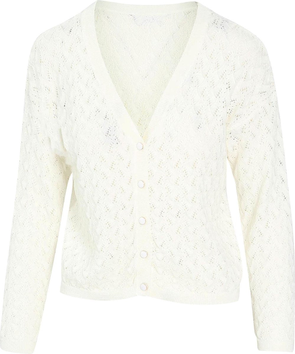 Cassis - Cardigan in opengewerkt tricot - Ecru