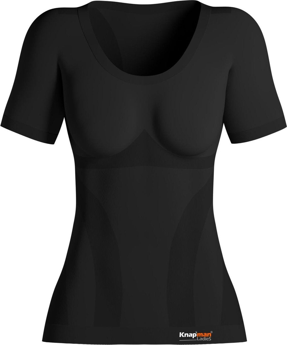 Knapman Compressie Shirt Roundneck (Ronde Hals) Vrouwen | Corrigerend Shirt | Zwart | Maat L