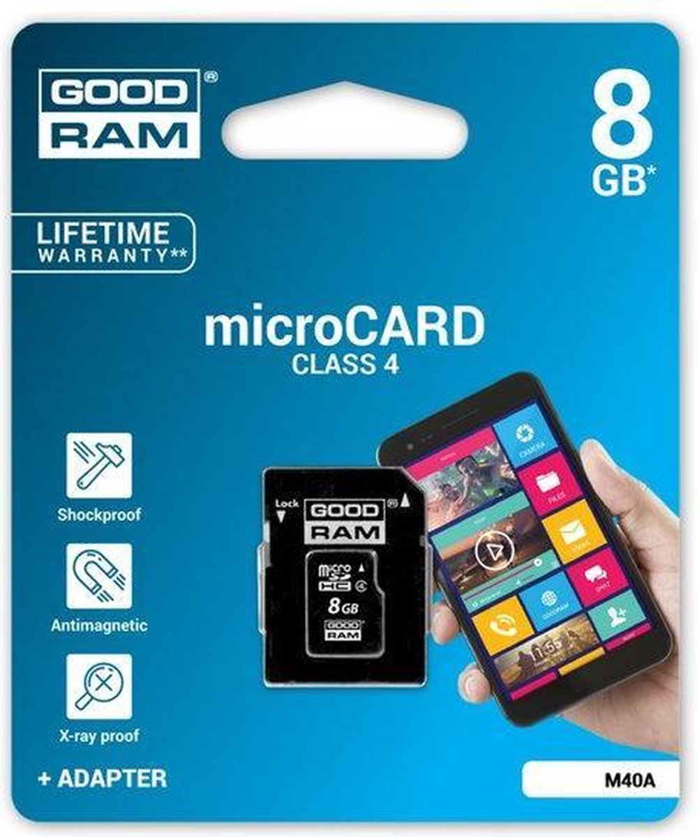 Goodram M40A flashgeheugen 8 GB MicroSDHC Klasse 4 UHS-I