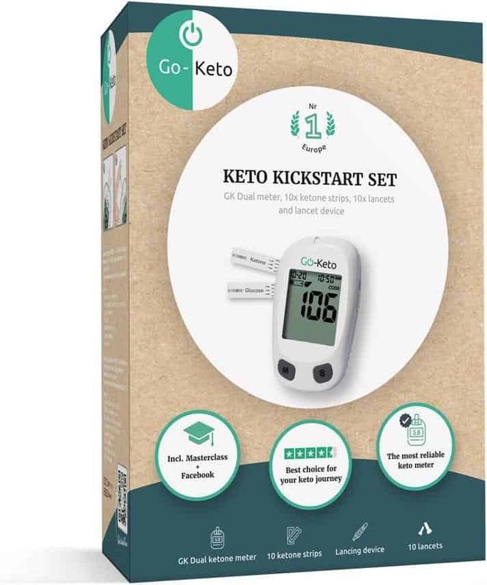Startpakket KETONEN Glucose Meter Kickstart Set  (incl. 10 ketonen strips-10 lancets - prikpen)