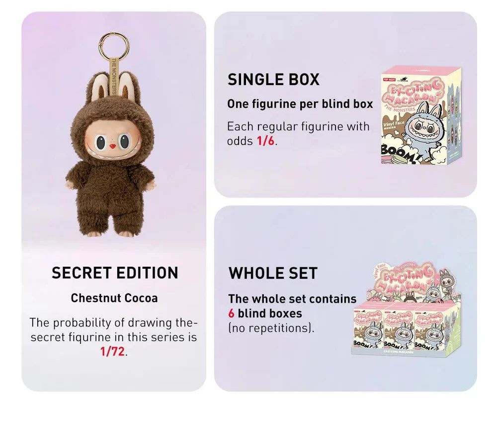 Pop Mart Labubu The Monsters Tasty Macarons Vinyl Face Blind Box FULL BOX 6 stuks
