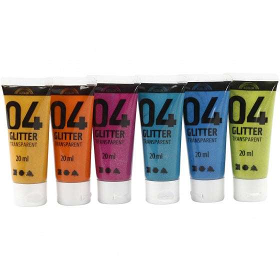 acrylverf glitter 6 stuks 20 ml multicolor