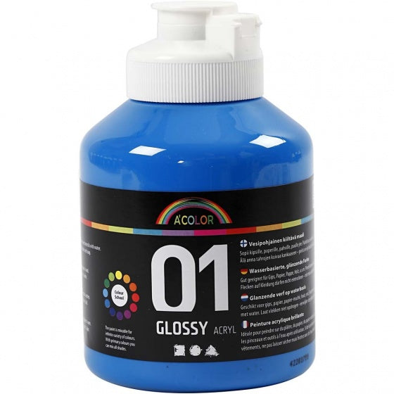 acrylverf glossy 500ml primair blauw