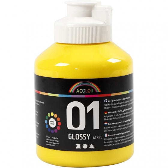 acrylverf glossy 500ml primair geel