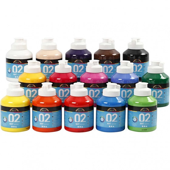 acrylverf mat 15 stuks 500 ml multicolor