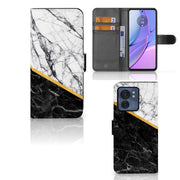 Motorola Edge 40 | Bookcase | Marmer Wit Zwart - Origineel Cadeau Man
