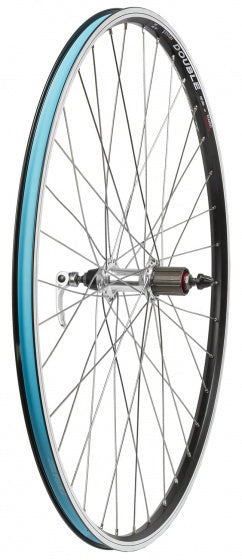 achterwiel 700C 28 inch velgrem aluminium zilver/zwart