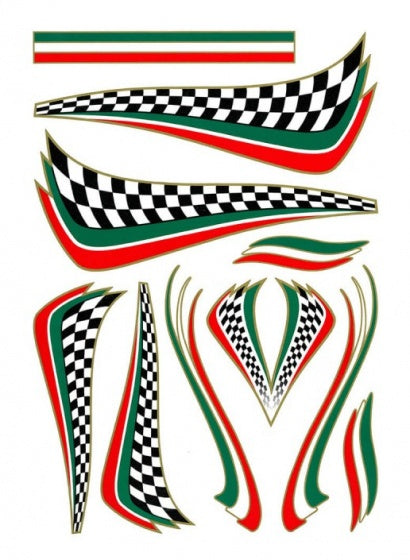 fietsstickers Italian Checker groen/wit/rood