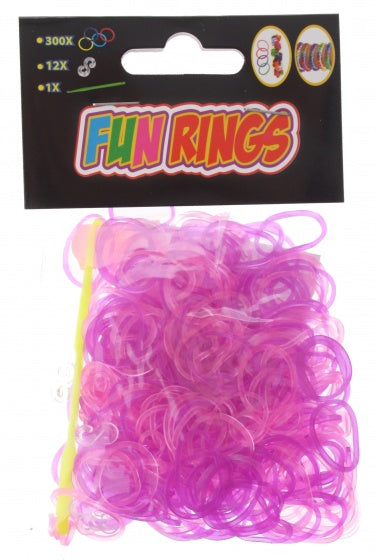 Fun Rings armband vlechten paars/roze 313-delig