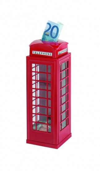 Metalen Spaarpot Telefooncabine Rood