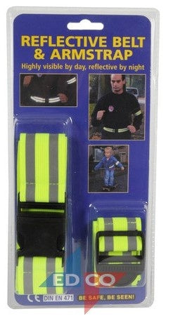 Reflecterende armband en riem geel one size