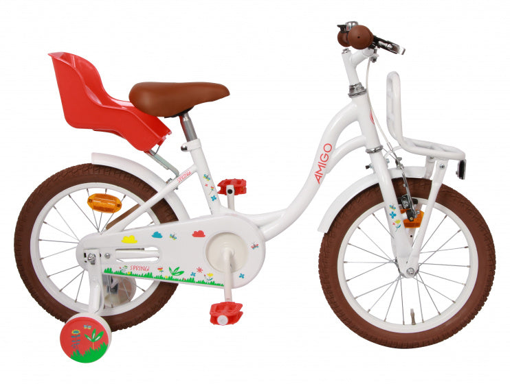 Spring 14 Inch 21 cm Meisjes Terugtraprem Wit