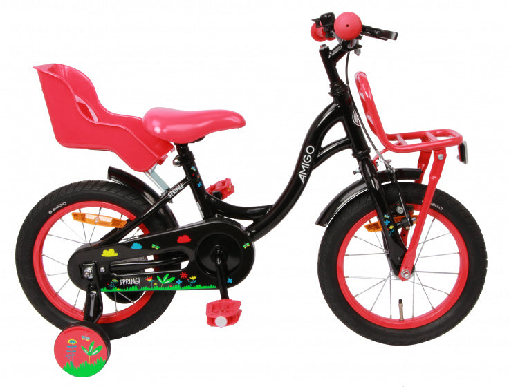 Spring 14 Inch 21 cm Meisjes Terugtraprem Zwart