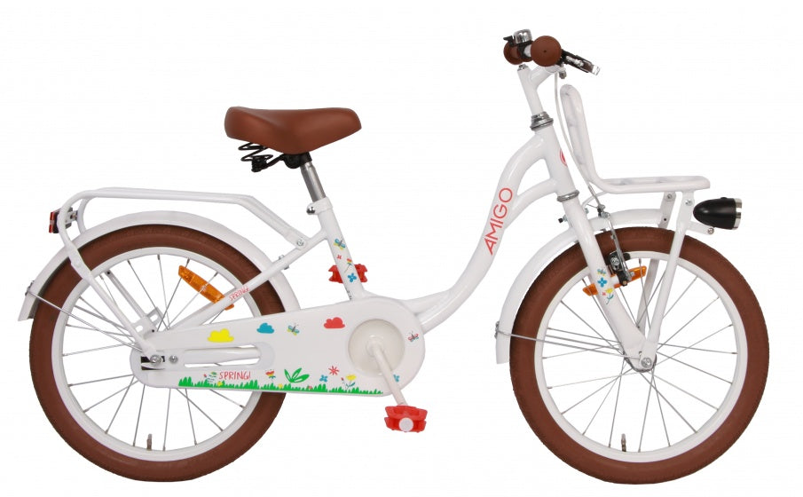 Spring 18 Inch 26 cm Meisjes Terugtraprem Wit