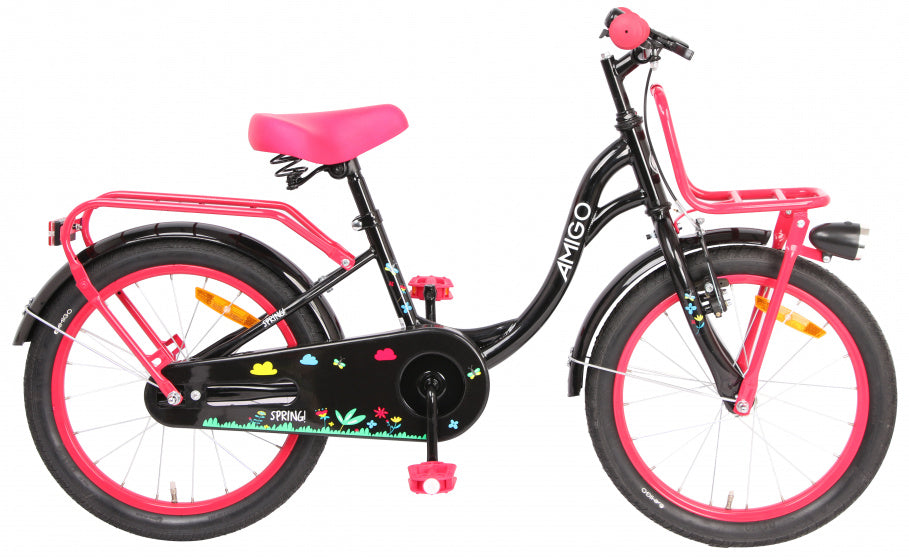 Spring 18 Inch 26 cm Meisjes Terugtraprem Zwart