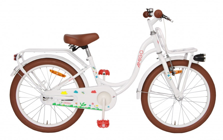Spring 20 Inch 27 cm Meisjes Terugtraprem Wit