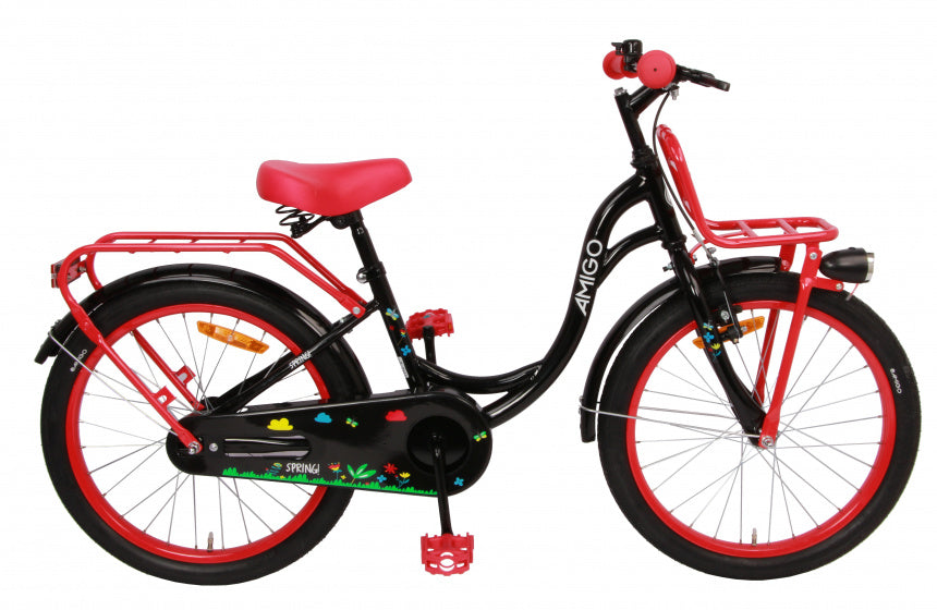 Spring 20 Inch 27 cm Meisjes Terugtraprem Zwart