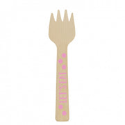 vork hout 16 cm 12 stuks roze