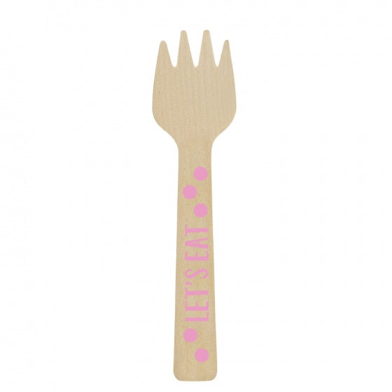 vork hout 16 cm 12 stuks roze