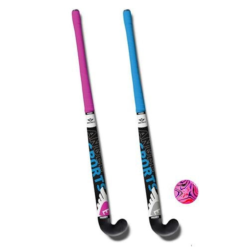 hockeyset 3-delig blauw/roze 28 inch