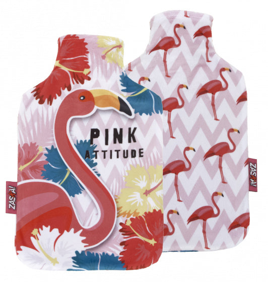 warmtekruiken flamingo 2 liter polyester roze