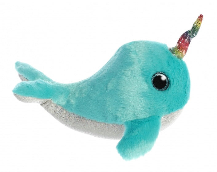 knuffel Sparkle Tales narwal Coral 18 cm blauw