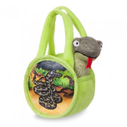 knuffelslang in tas 18 cm groen