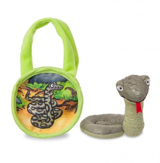 knuffelslang in tas 18 cm groen