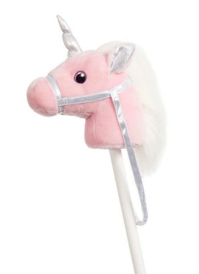 stokpaardje met geluid 94 cm roze
