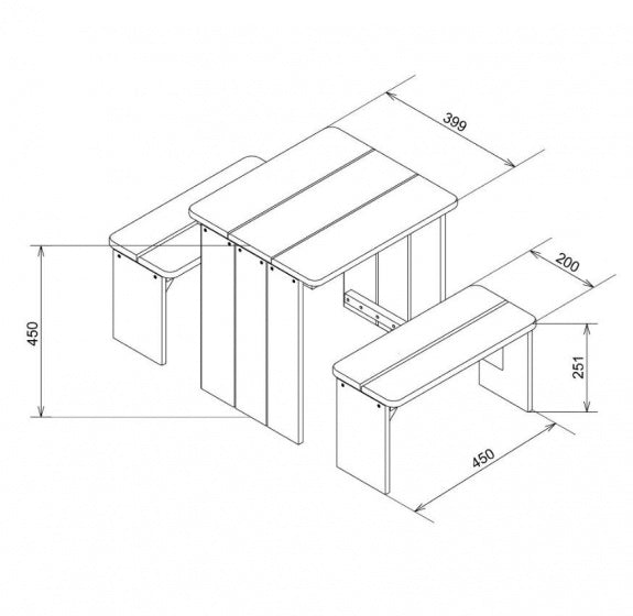 picknicktafel ZidZed 45 x 80 x 45 cm blank