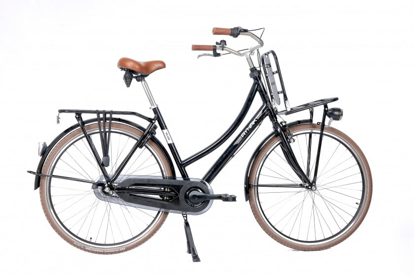 Muze transportfiets 28 Inch 53 cm Dames 3V Terugtraprem Zwart