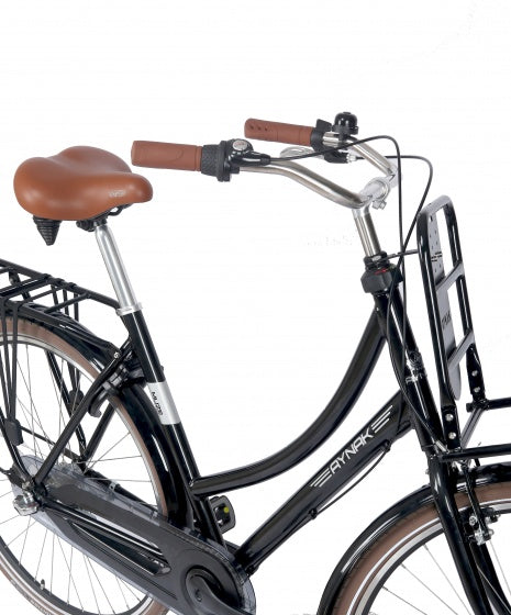 Muze transportfiets 28 Inch 53 cm Dames 3V Terugtraprem Zwart
