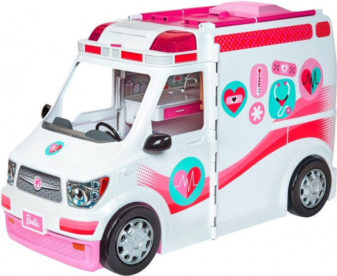poppenhuis 2-in-1-ambulance meisjes 46 cm wit/roze