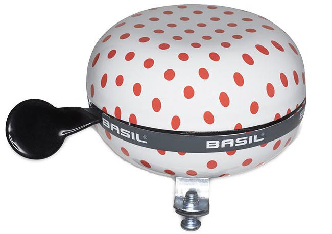 fietsbel Polkadot 11 x 8 cm staal rood/wit