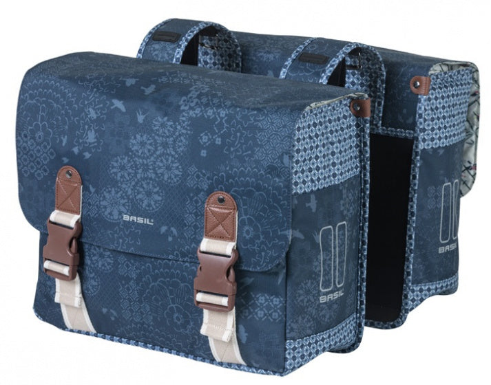 fietstas Bohème dubbel dames 35 liter blauw - 18011