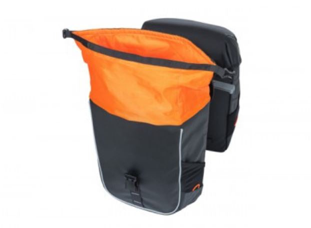 fietstas dubbel MIK Miles 34 liter zwart/oranje - 18112