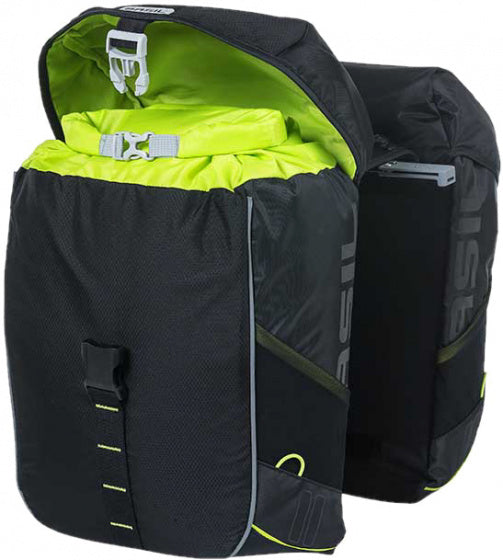 fietstas dubbel MIK Miles 34 liter zwart/lime - 17784