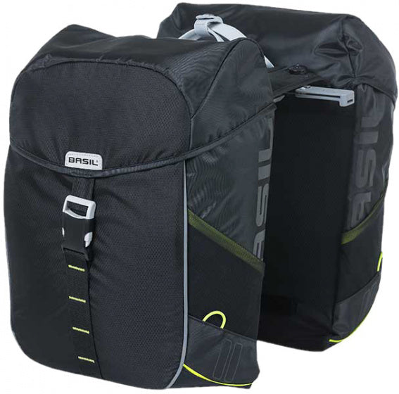 fietstas dubbel MIK Miles 34 liter zwart/lime - 17784