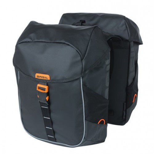 fietstas dubbel Miles 34 liter PVC zwart/oranje - 18086
