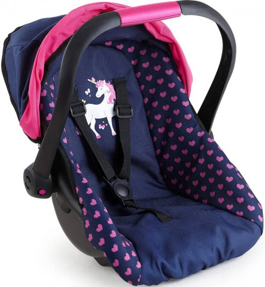 autostoel voor poppen blauw hartjes 45 cm