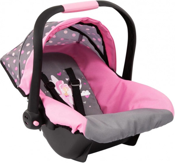 autostoel voor poppen roze stippen 45 cm