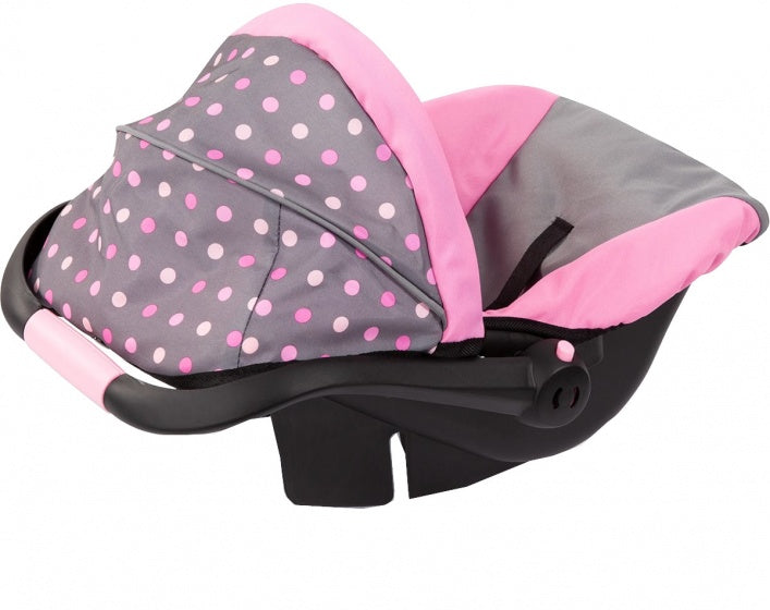 autostoel voor poppen roze stippen 45 cm