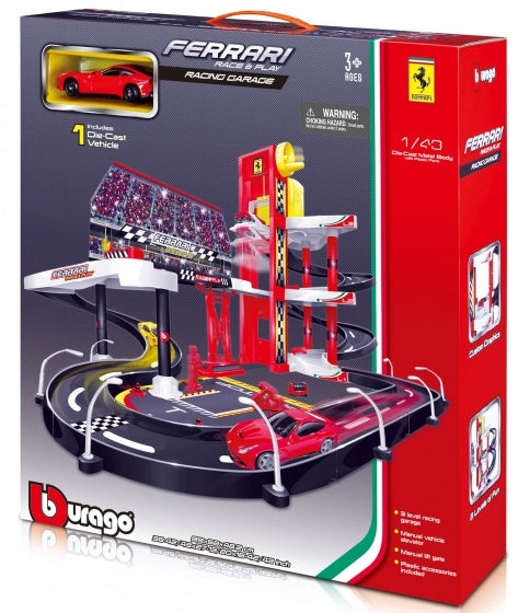 Race & Play garageset met Ferrari F12 1:43 rood