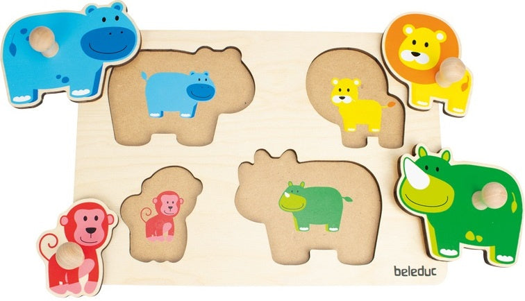 vormenpuzzel Safaridieren junior hout 4 stukjes