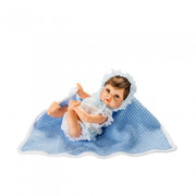 babypop in deken 25 cm blauw