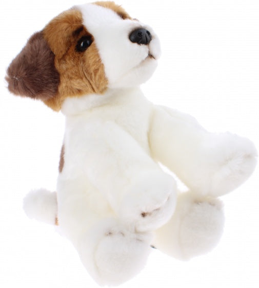 knuffel Jack Russel 22 cm pluche wit/bruin