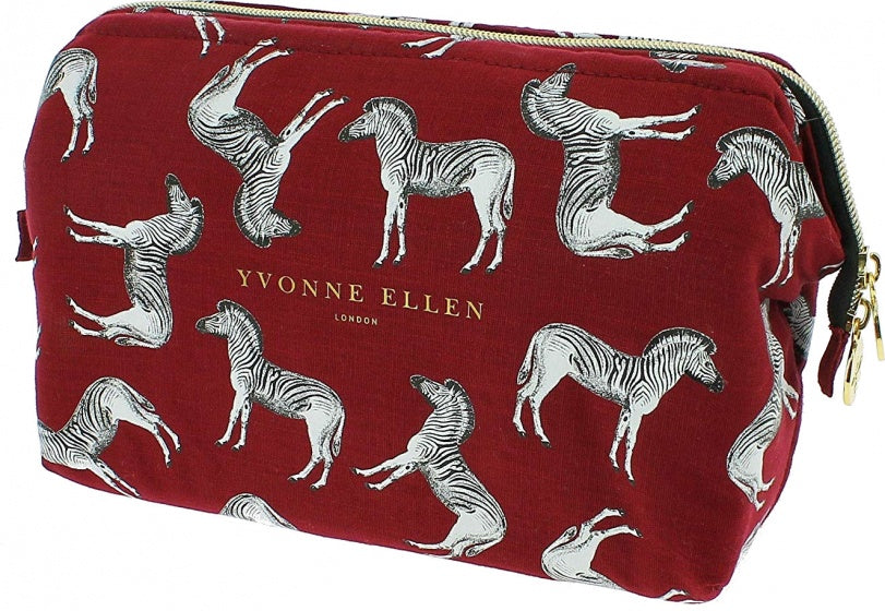 Yvonne Ellen toilettas zebra's 23 x 15 x 9 cm aubergine
