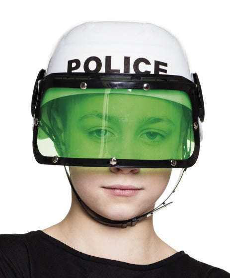 politiehelm jongen wit/groen